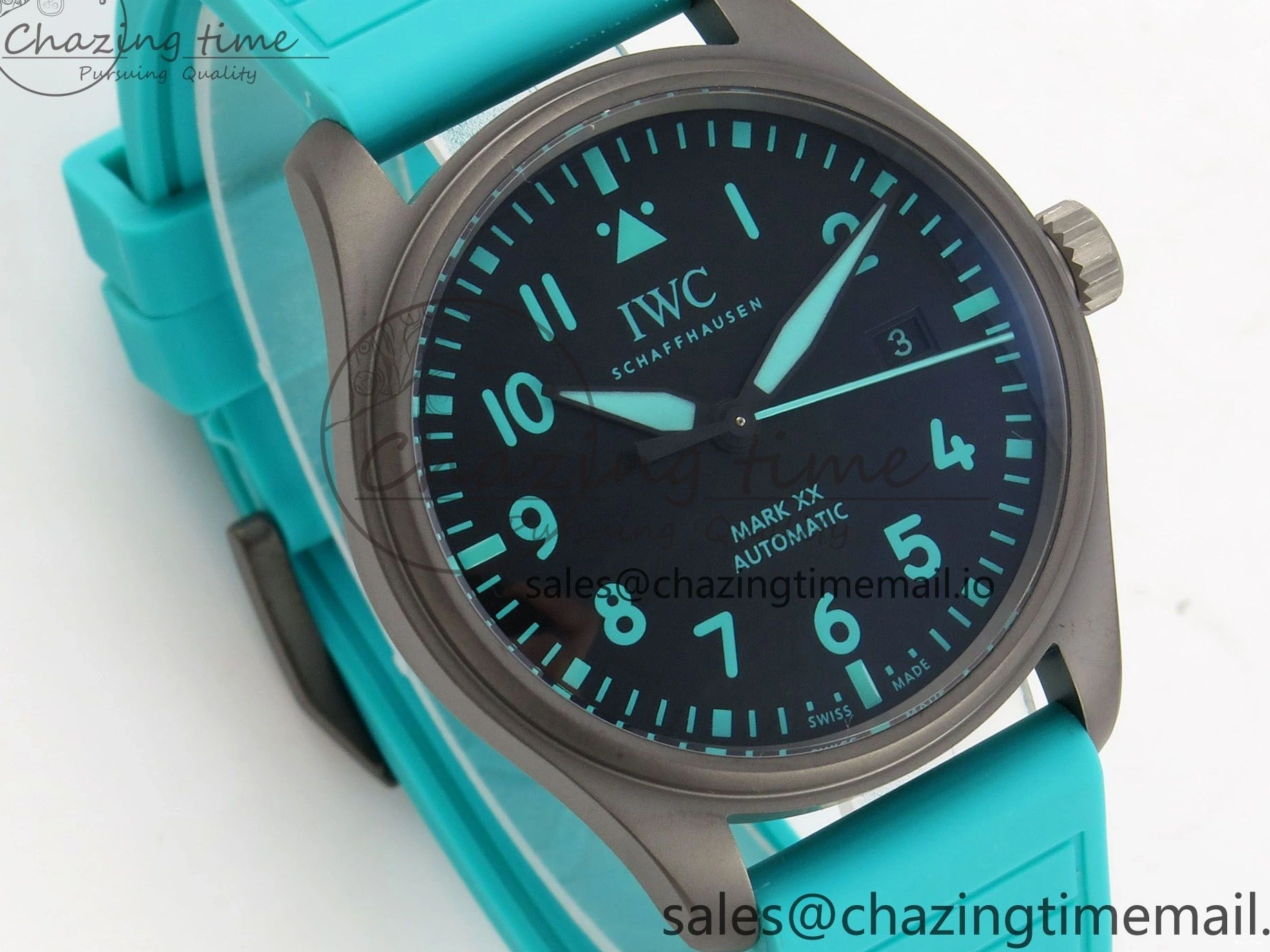 MIROTIME 0102 Pilot Mark XX BLSF 1:1 Best Edition Black Blue Dial on Blue Rubber Strap MIYOTA Sleek 6989